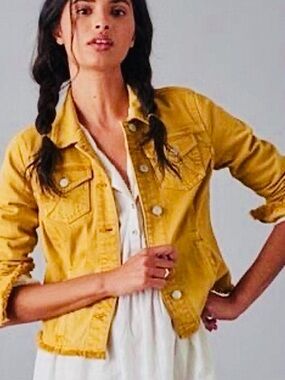 Anthropologie Mustard Yellow Denim Jacket